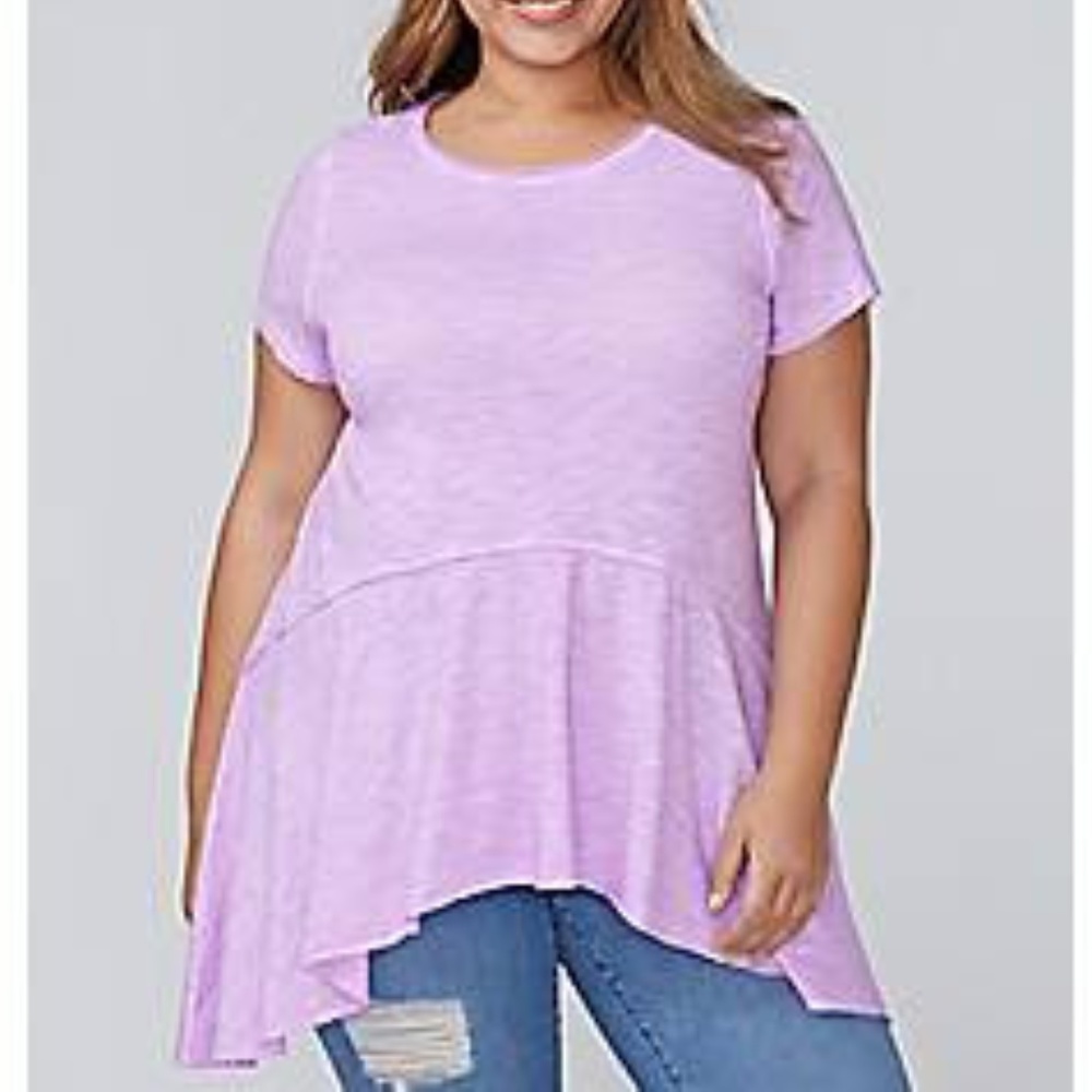NWT Lane Bryant 18/20 Purple Top Asymmetrical Hem